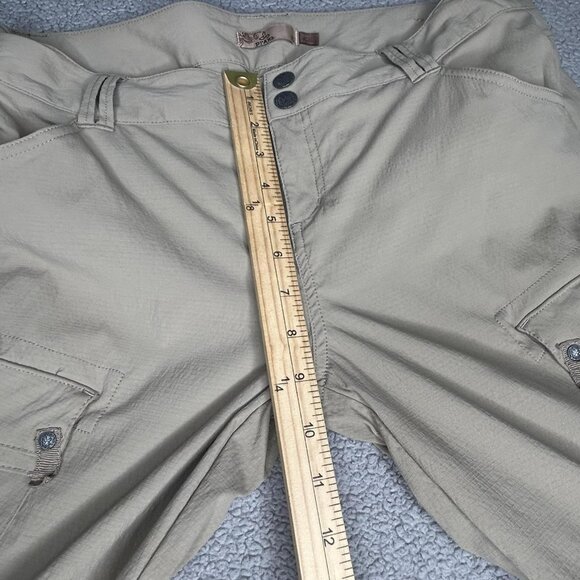 Prana Convertible Cargo Pants Womens 10 Light Brown Nylon Zip Off Hiking Outdoor - Picture 10 of 13